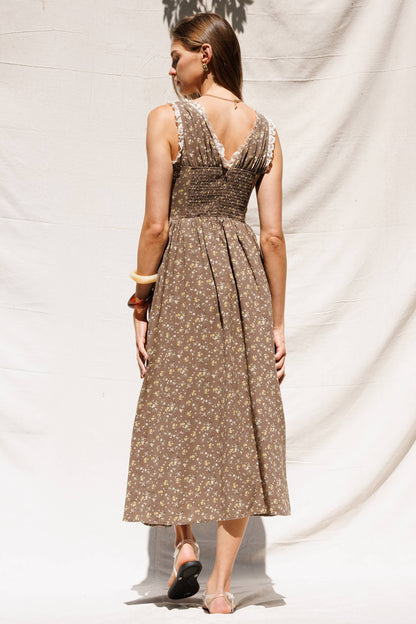 Ophelia Floral Midi Dres