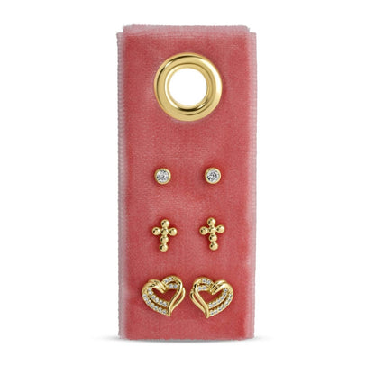The Faith &amp; Love Trio Velvet Stud Set