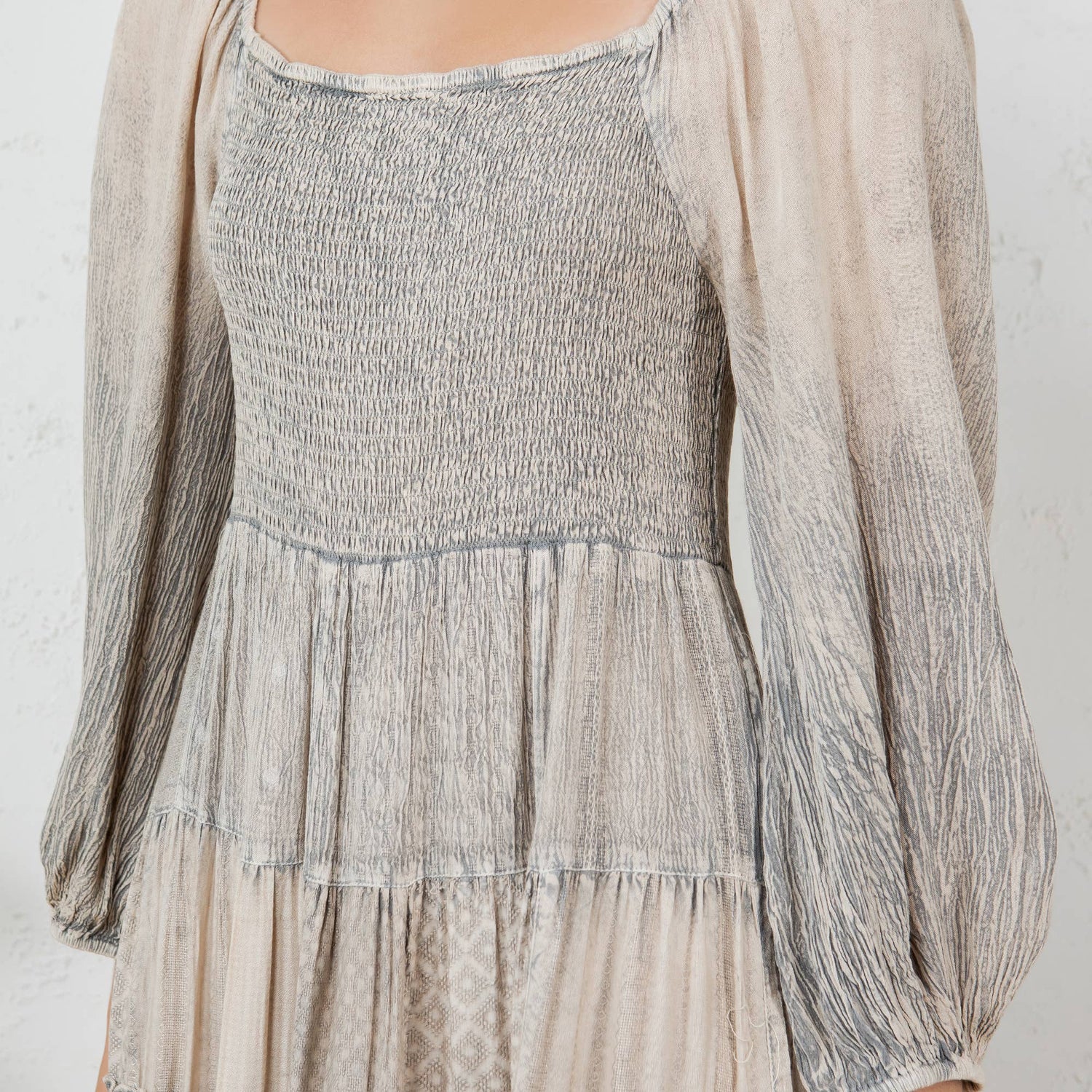 Mae Smocked Patchwork Maxi Dress