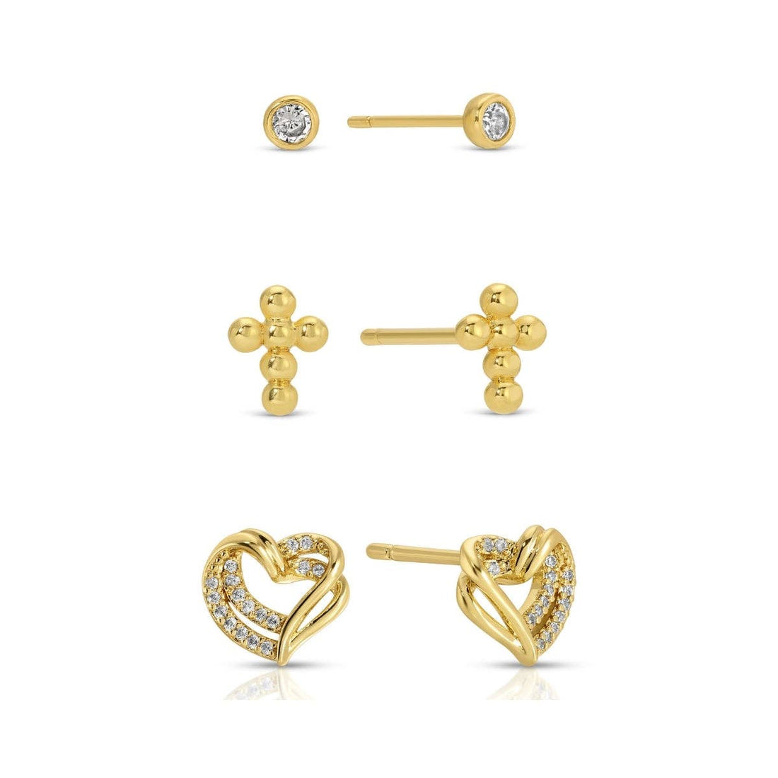 The Faith &amp; Love Trio Velvet Stud Set