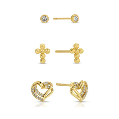 The Faith &amp; Love Trio Velvet Stud Set