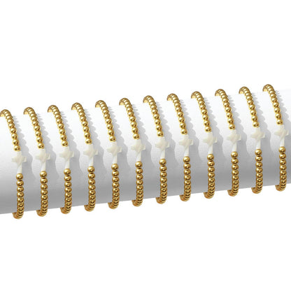 4mm Stretch Breaded Bracelet w/ Cross