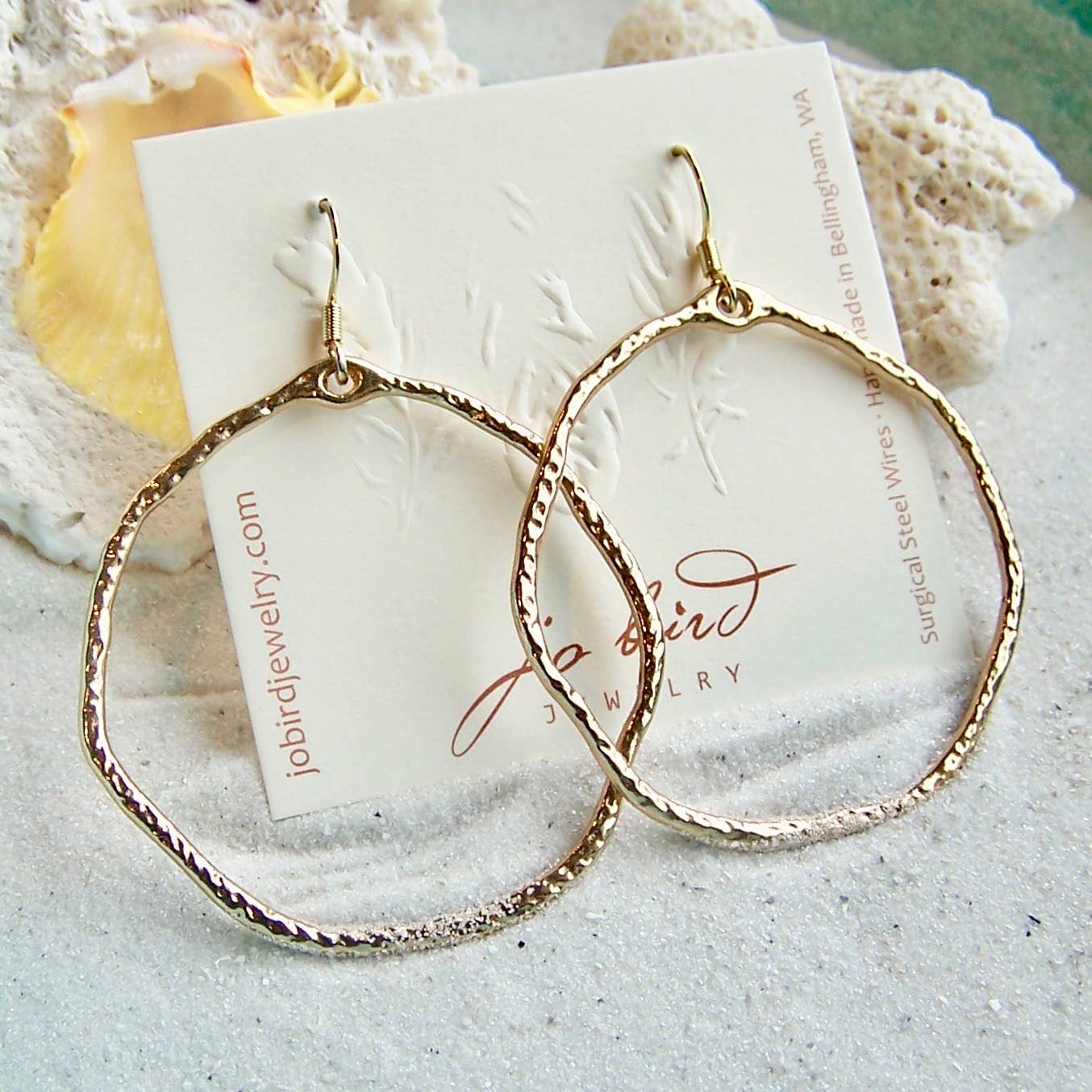 Large Gold Hammered Hoops