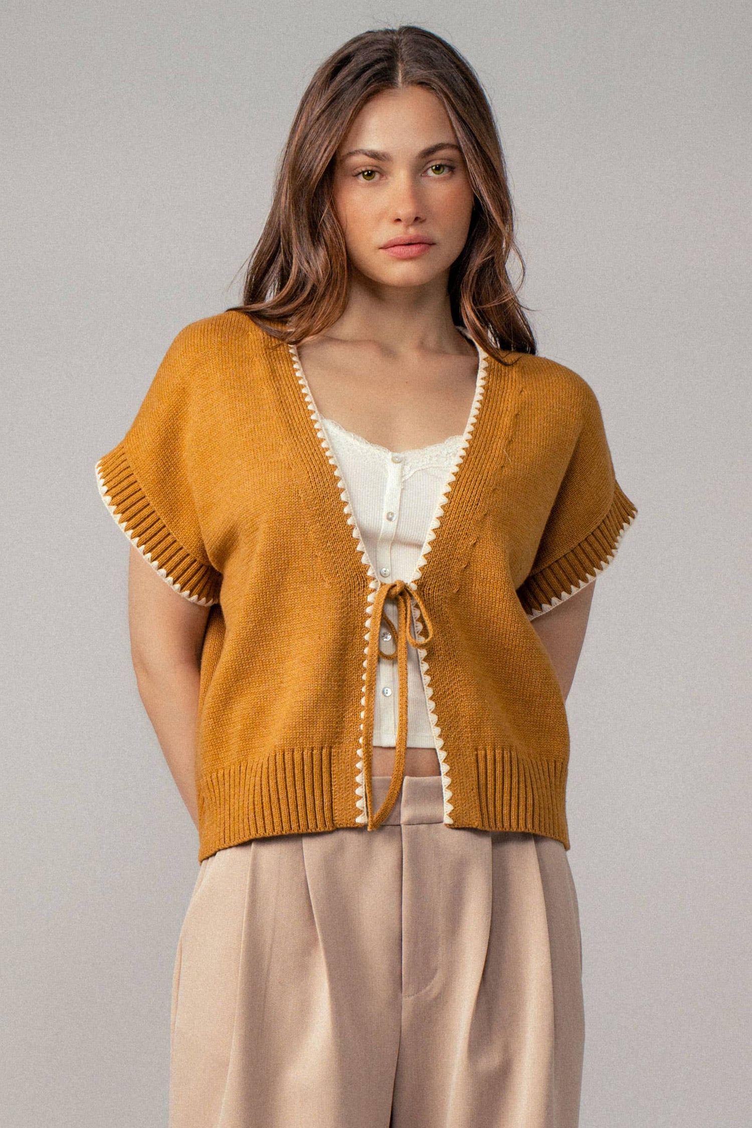 Mabel Tie Front Knit Vest