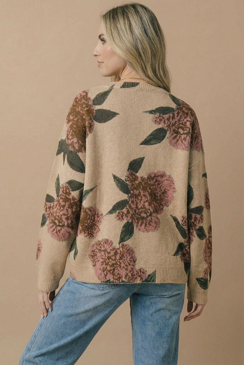 Annalise Floral Knit Oversized Fit Sweater