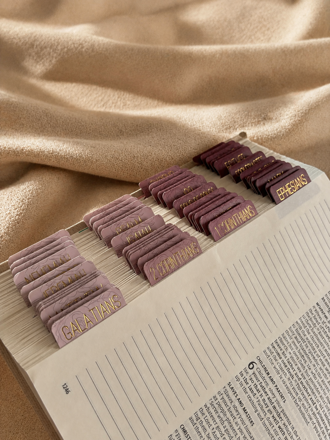 Bible Tabs — Rose Floral + Gold Foil