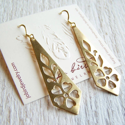 Brushed Gold Violet Earrings