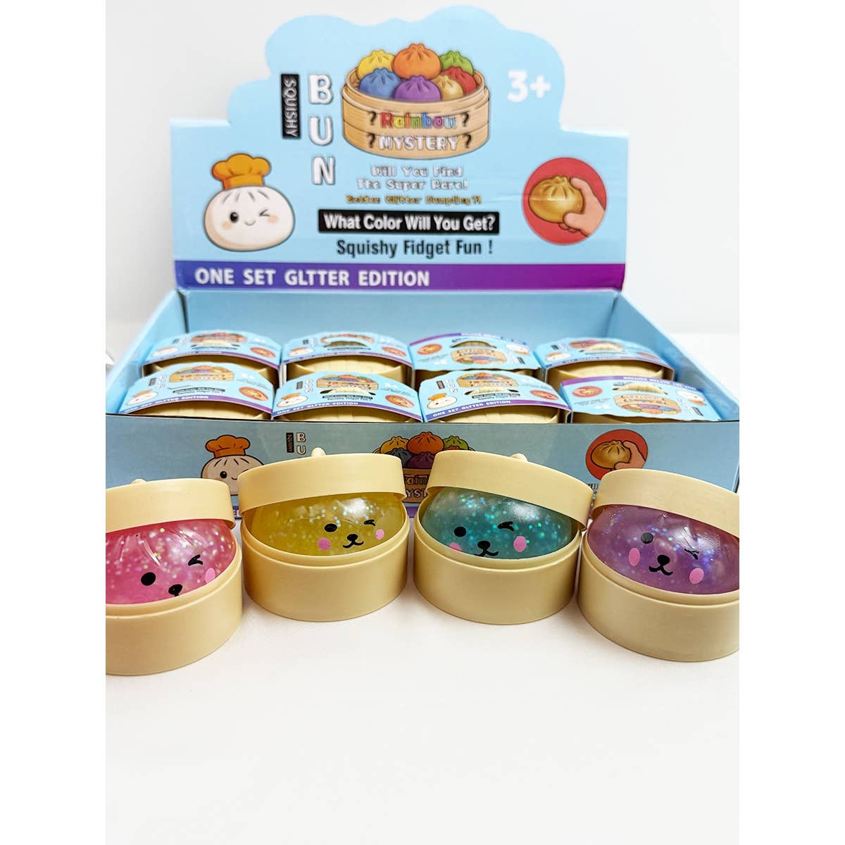 Mini Glittered Dumpling Squishy with Steamer