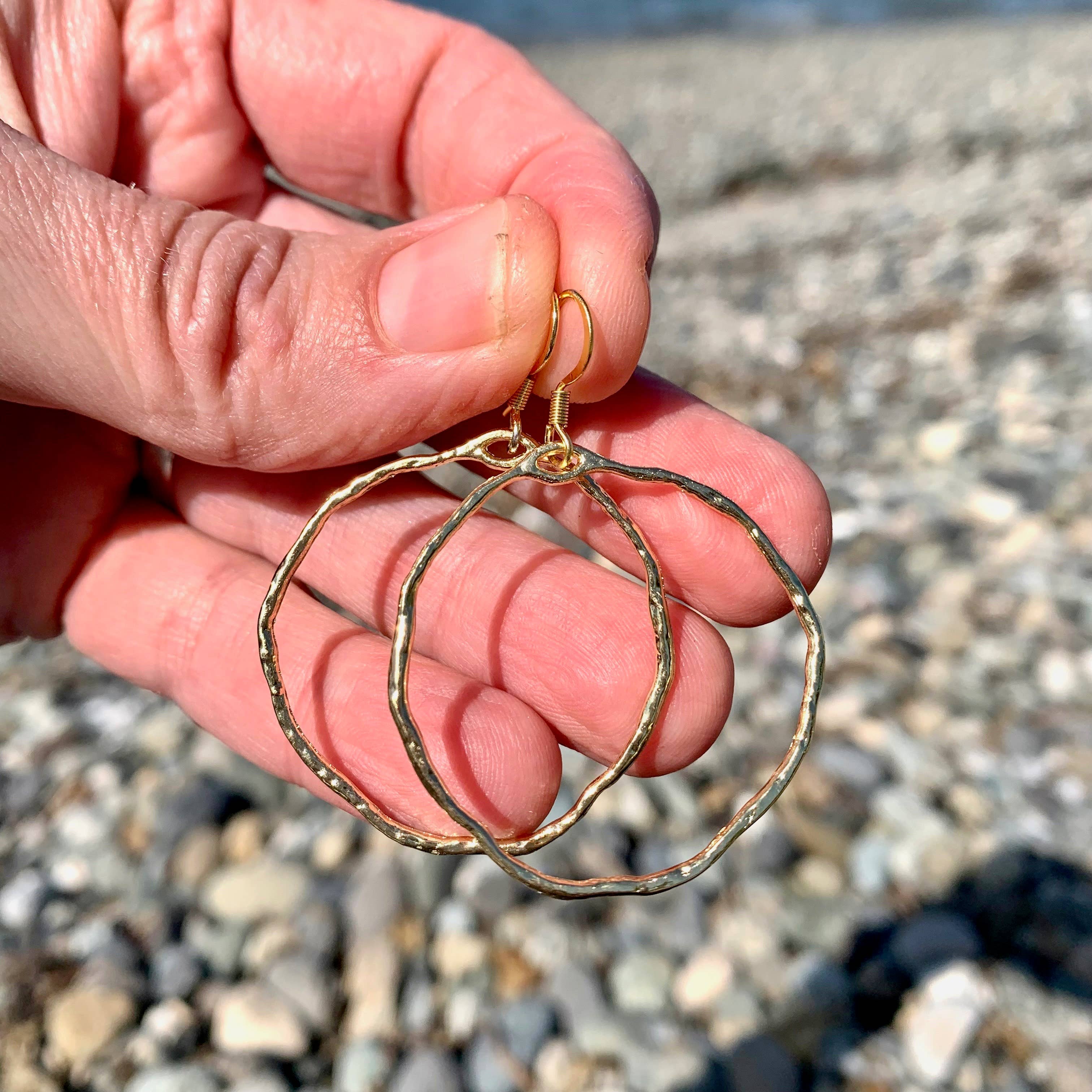 Large Gold Hammered Hoops