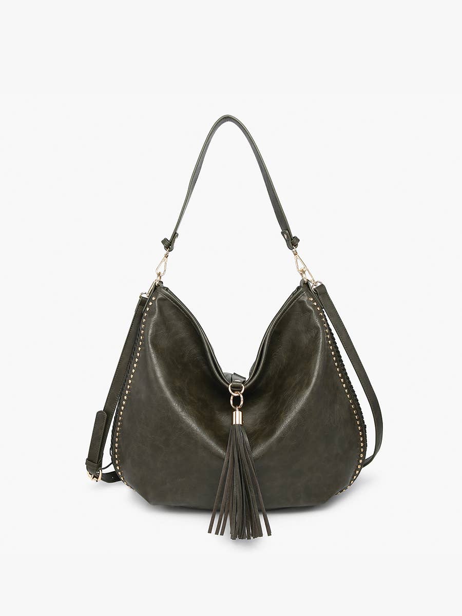 Demi Distressed Slouchy Hobo w/ Tassel