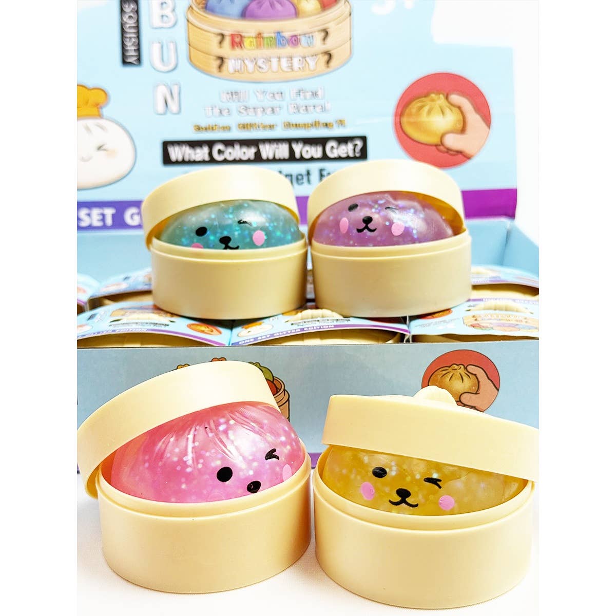 Mini Glittered Dumpling Squishy with Steamer