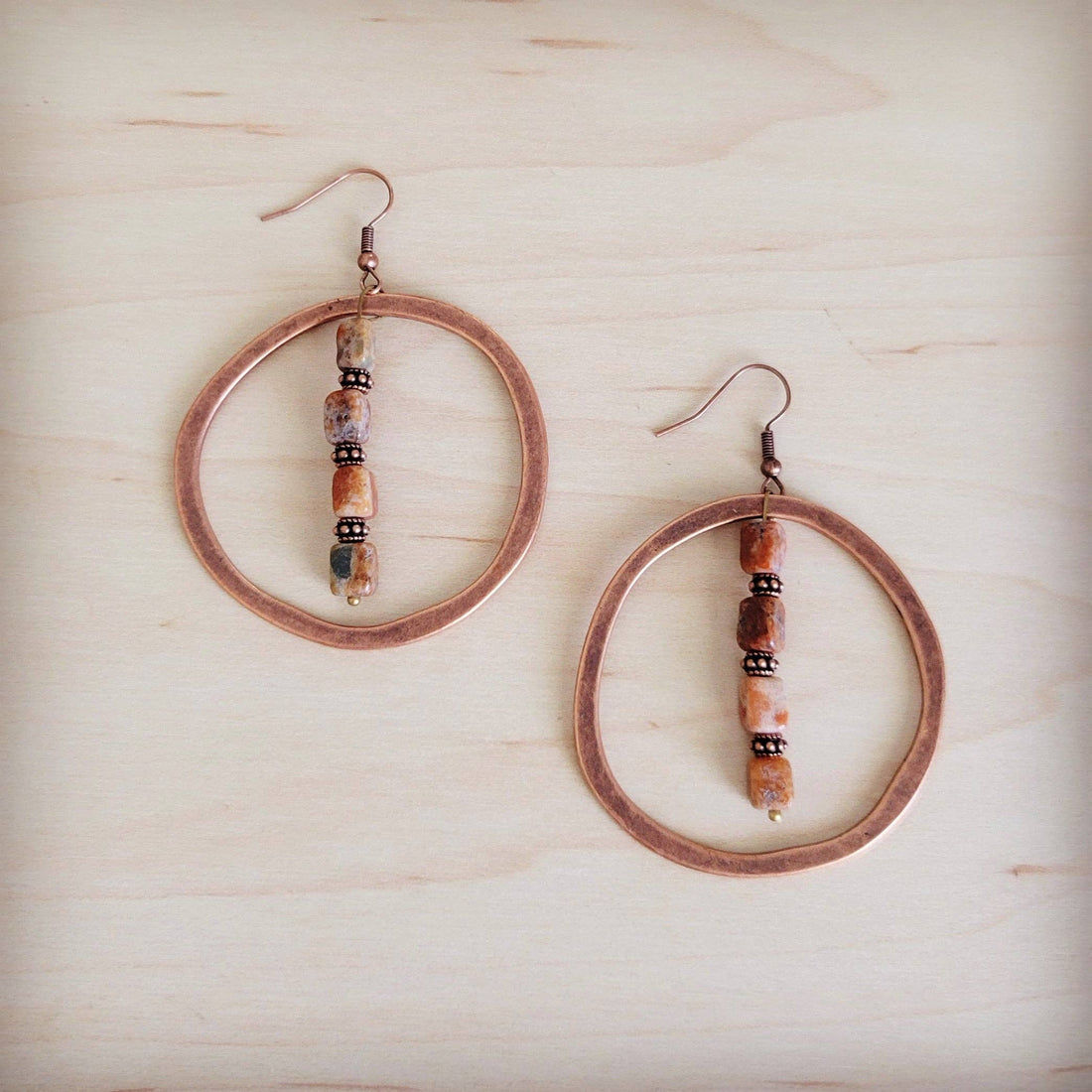 Western Copper Hoop Earrings w/ Earth Regalite