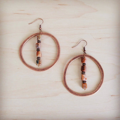 Western Copper Hoop Earrings w/ Earth Regalite