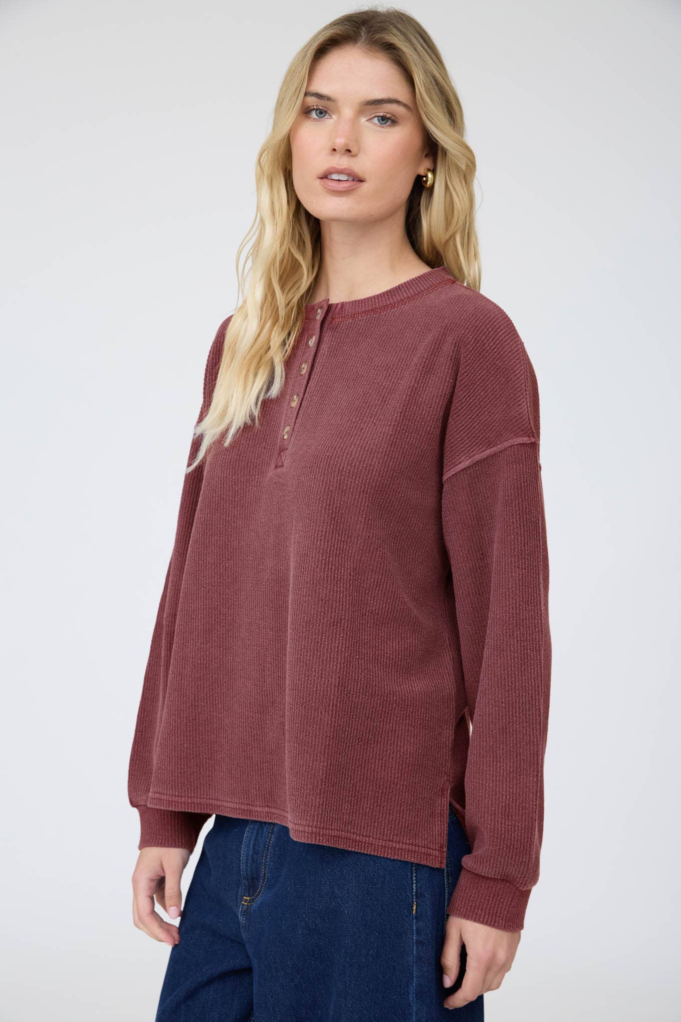 Juniper Ribbed Henley Sweater