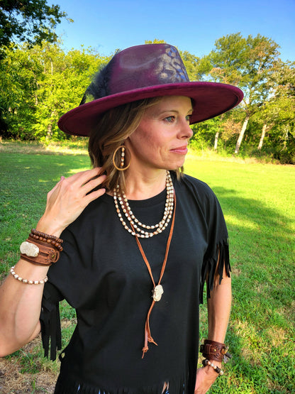 Genuine Regalite and Copper Stretch Beaded Bracelet Sandstone