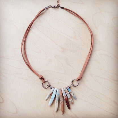 Aqua Terra Stone Slab Leather Cord Necklace