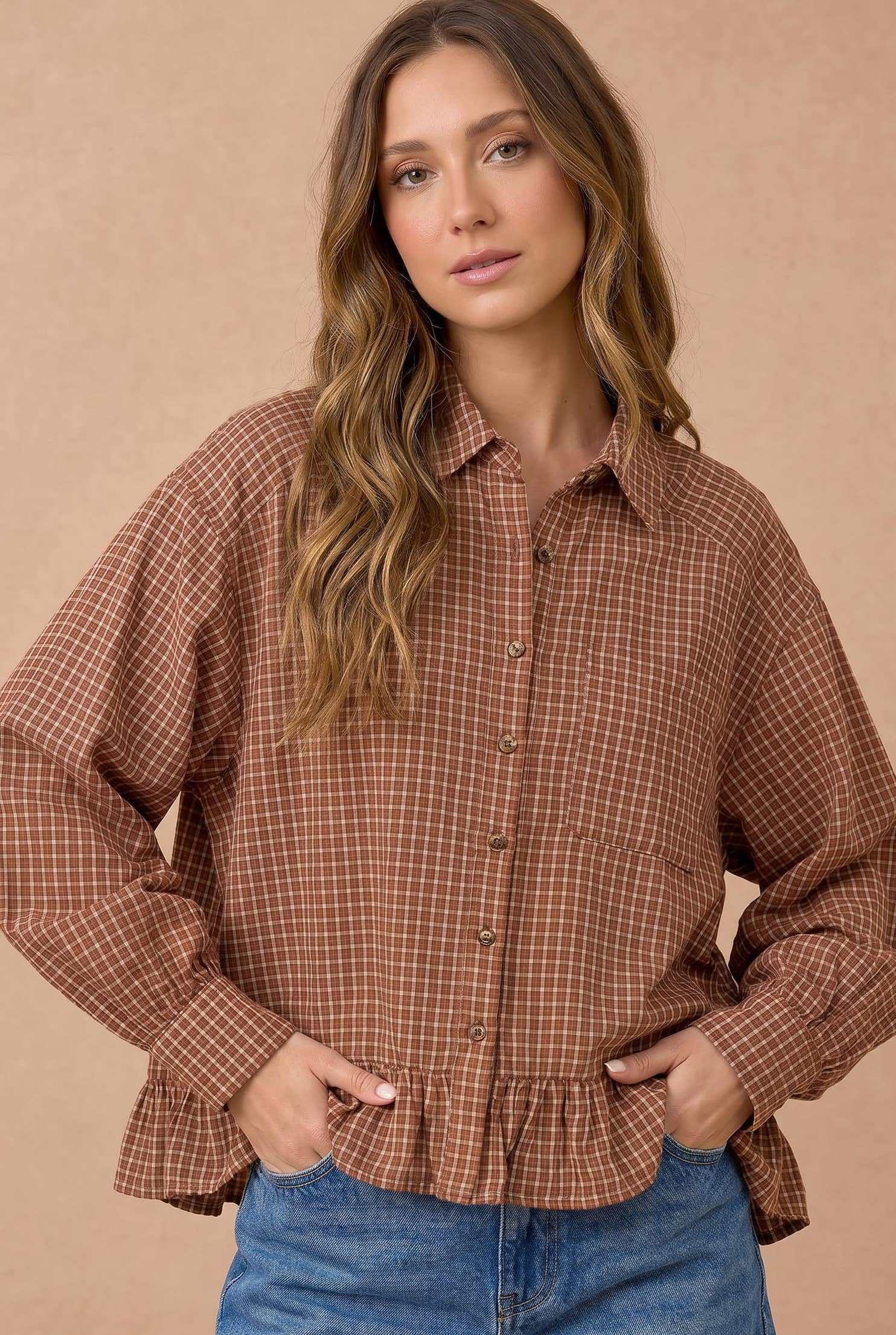 Bethany Button Down Babydoll Shirt