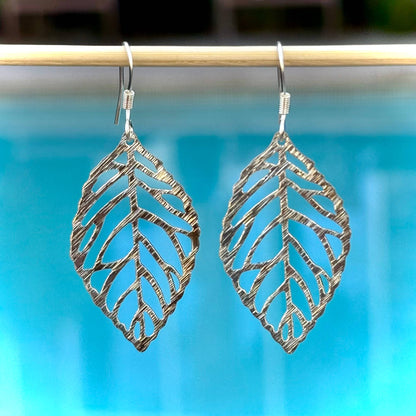 Brushed Gold &amp; Silver Orovale Leaf Earrings