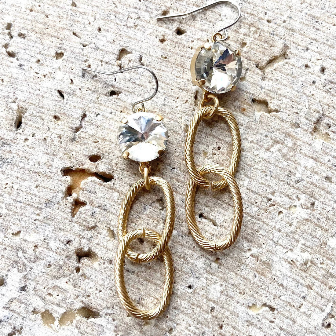 Crystal edgy dangle earrings 