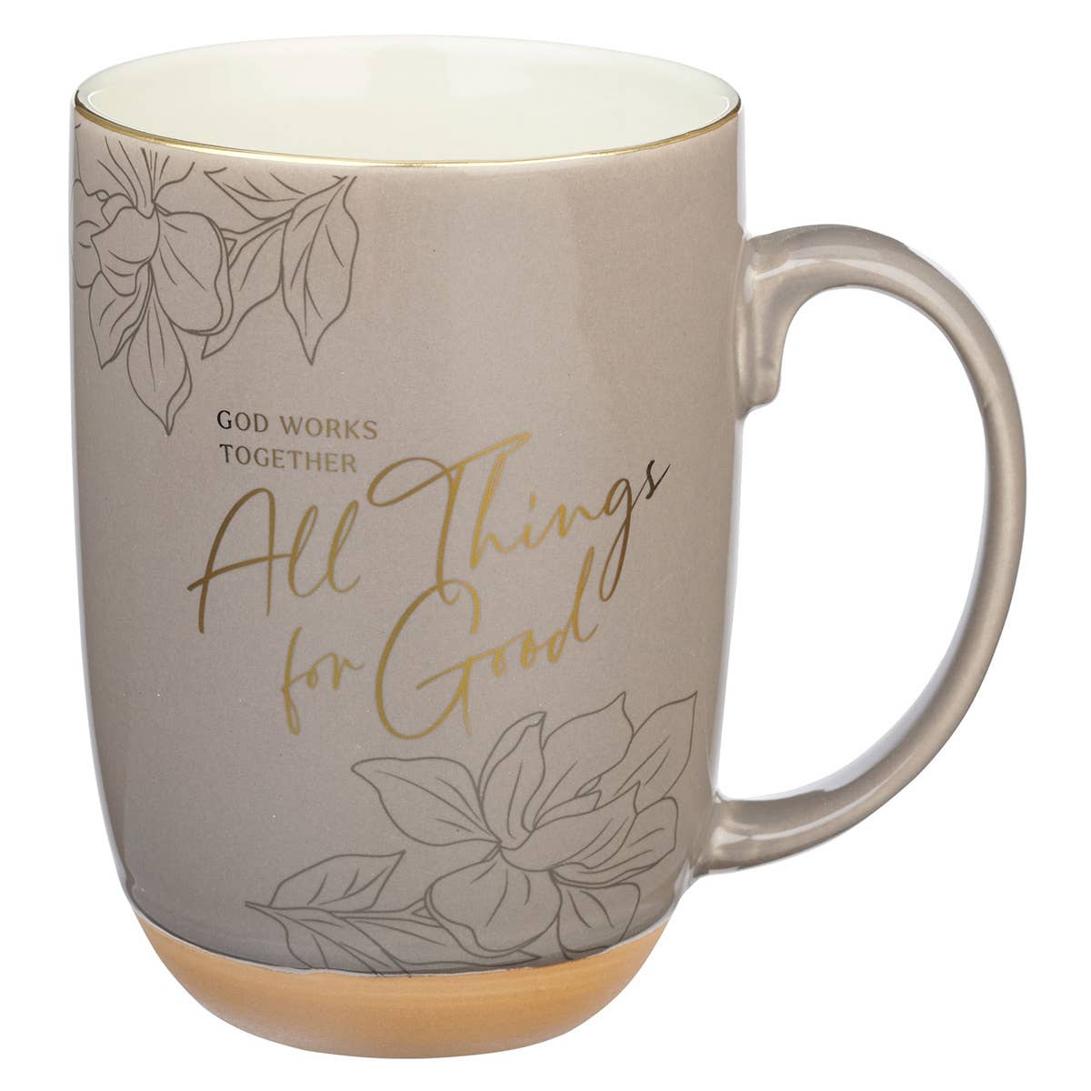 Mug Taupe God Works For Good Romans 8:28