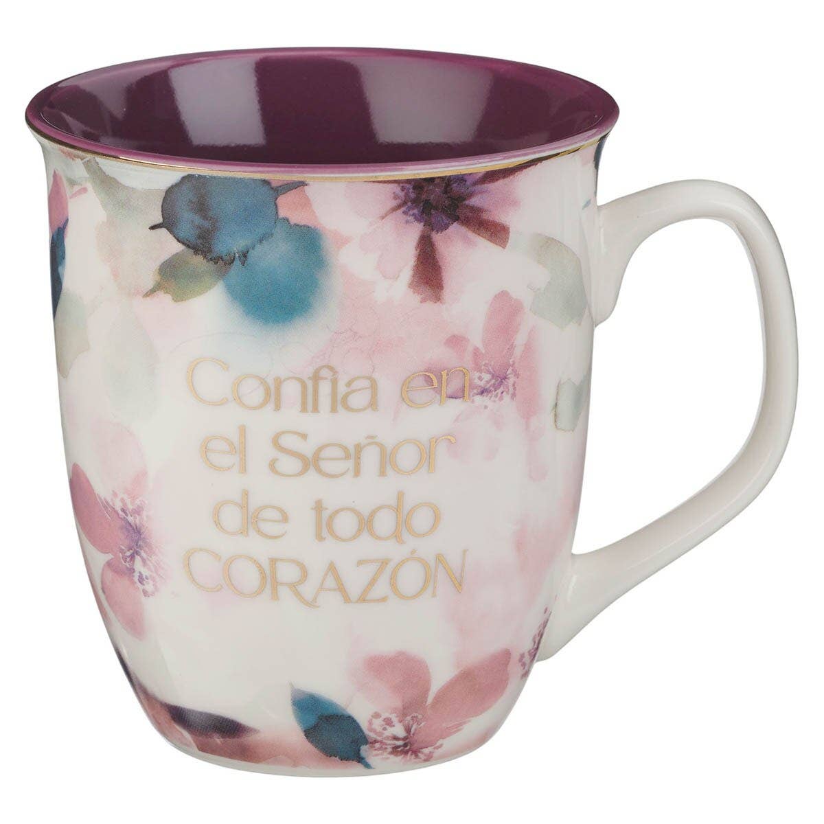 Mug White/Purple Confía en el Señor Prov. 3:5