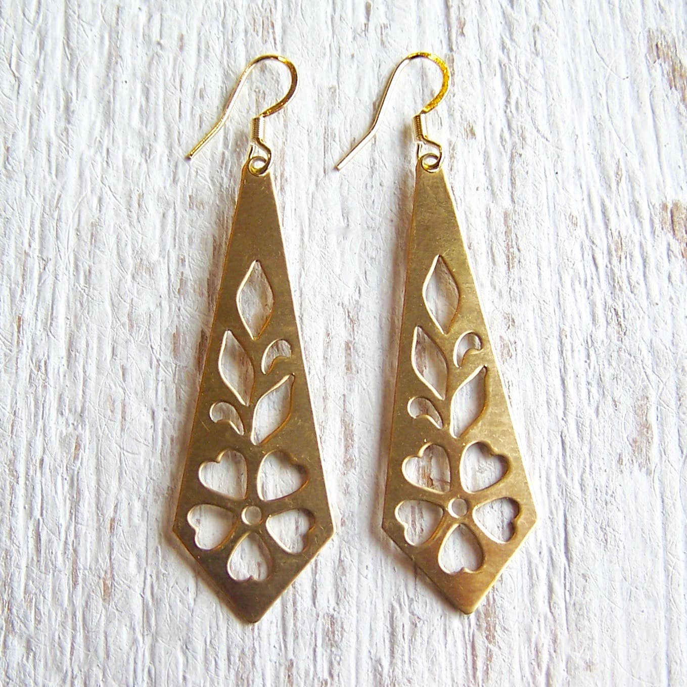 Brushed Gold Violet Earrings