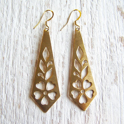 Brushed Gold Violet Earrings