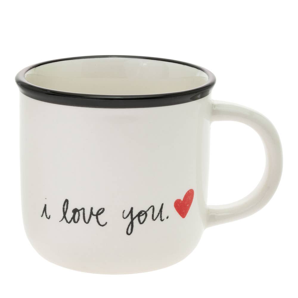 14 Oz. Handwritten Heart Ceramic Mug Single I Love You