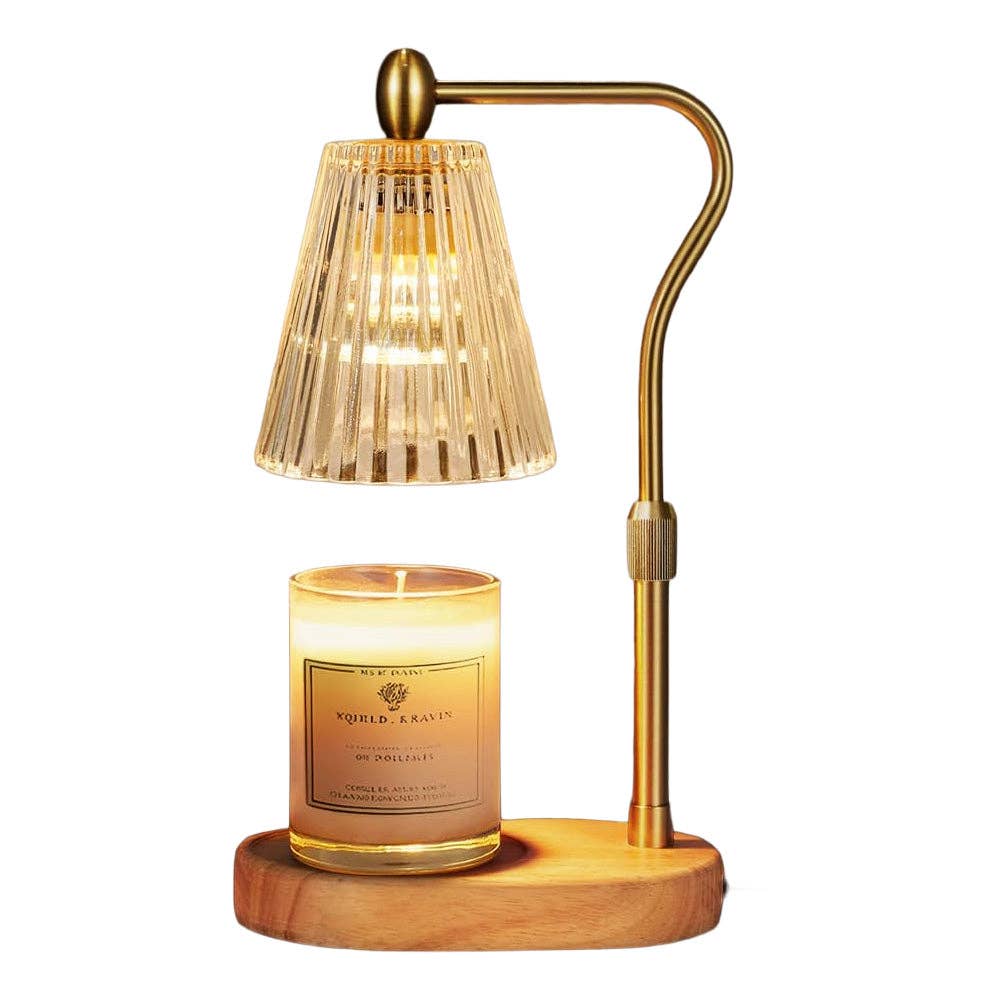 Candle Warmer Lamp with Fluted Amber Glass