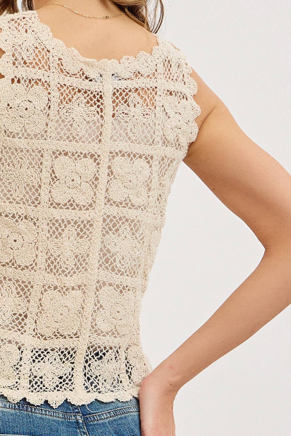 Thelma Crochet Button Up Vest