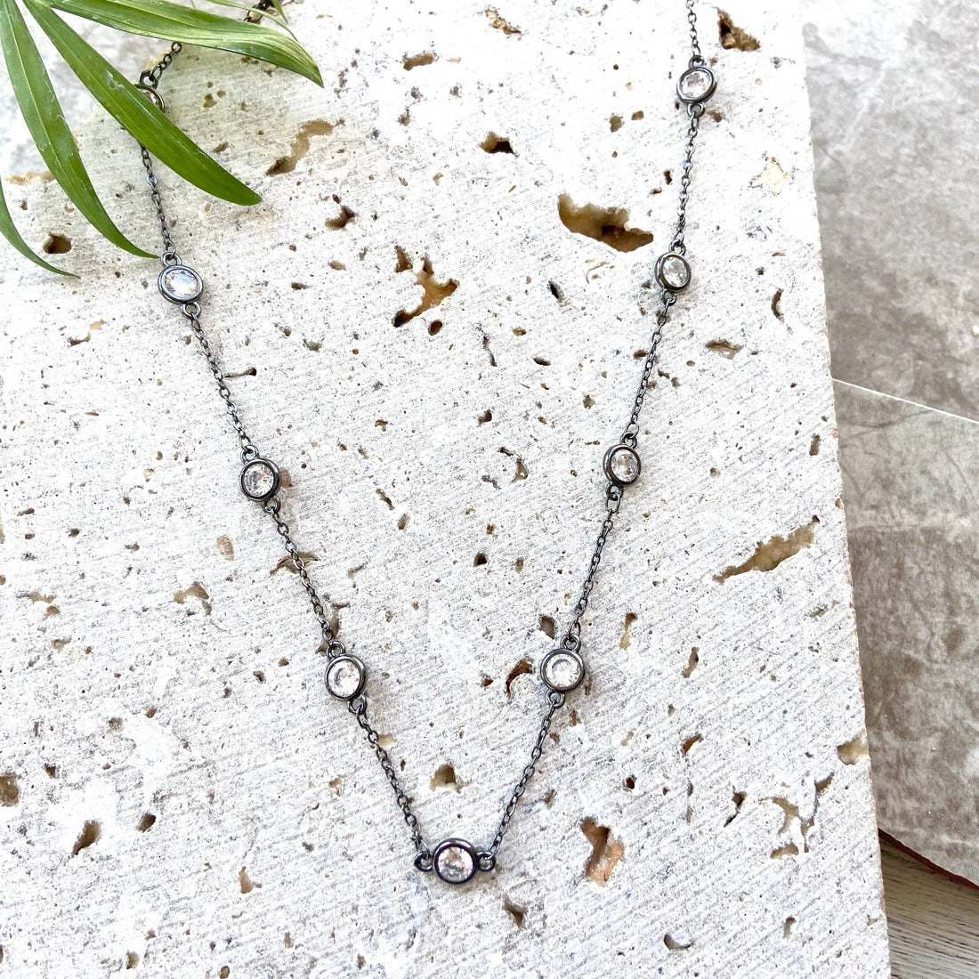 Crystal Gunmetal Necklace