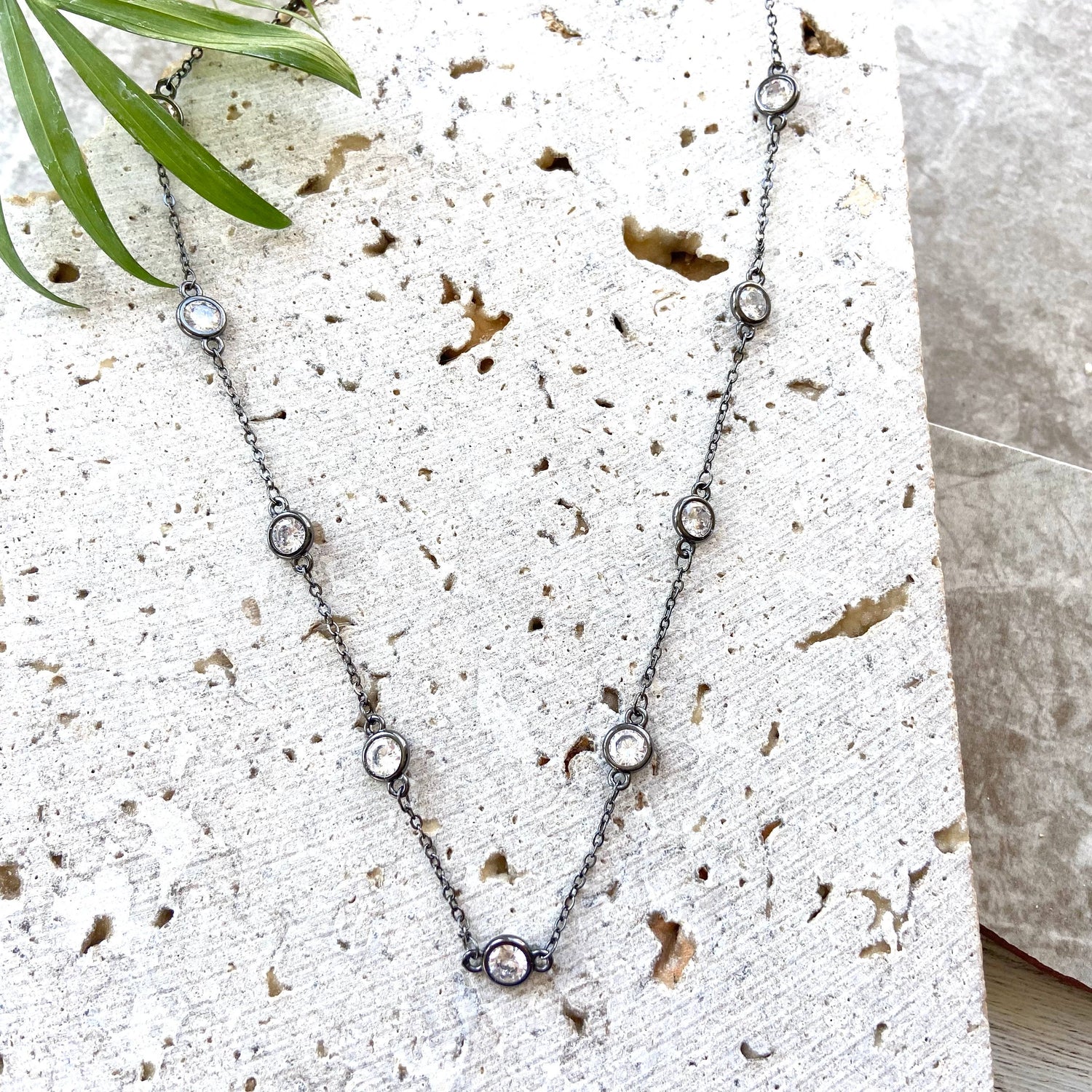 Crystal Gunmetal Necklace