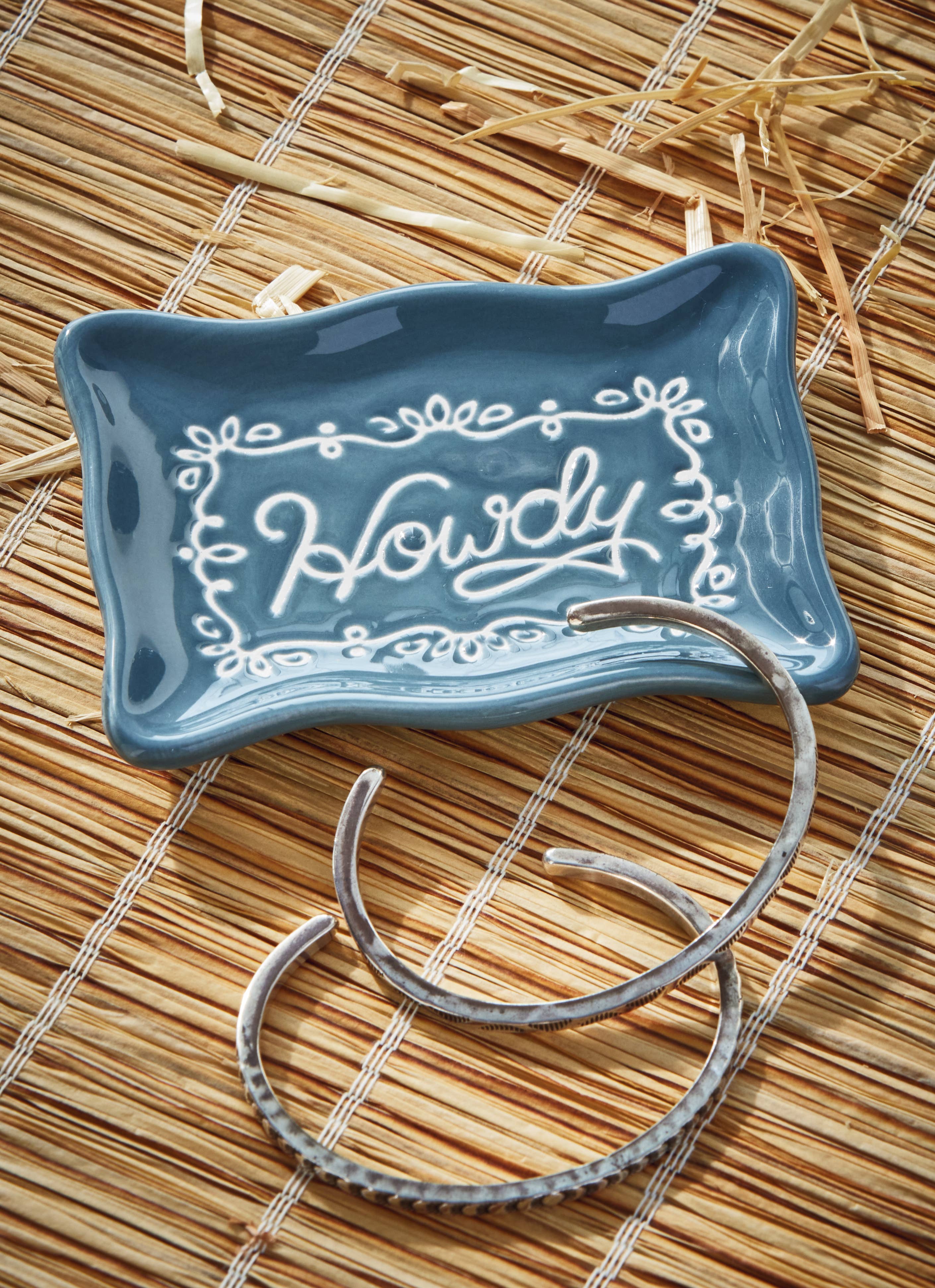 Howdy Trinket Dish Blue Multi Ceramic Everyday