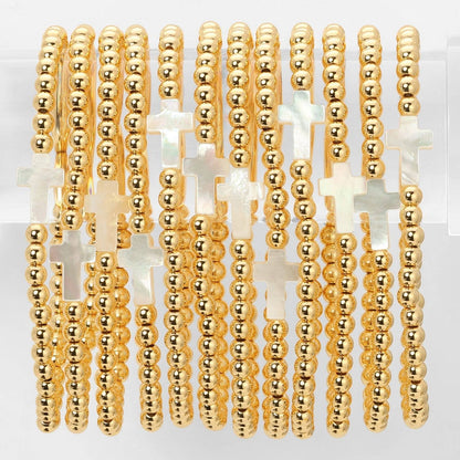 4mm Stretch Breaded Bracelet w/ Cross