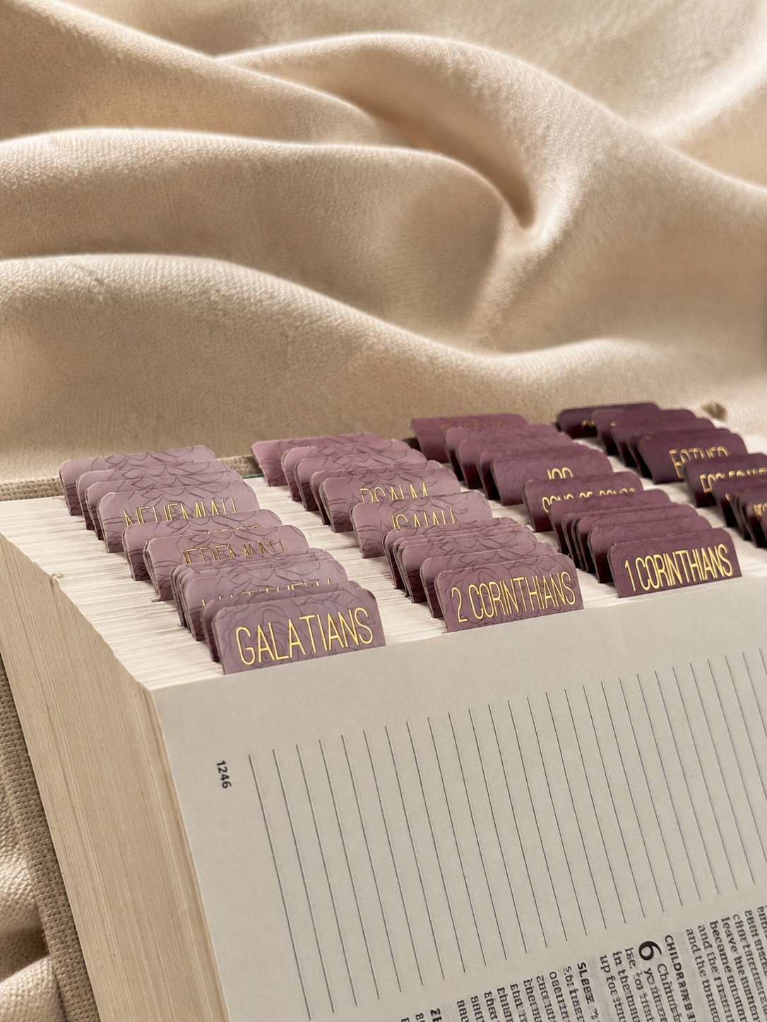 Bible Tabs — Rose Floral + Gold Foil