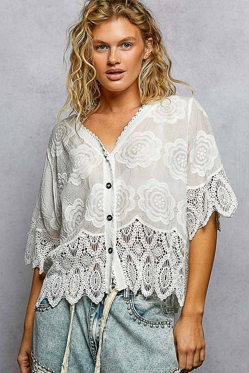 Annie Crochet Jacket Top