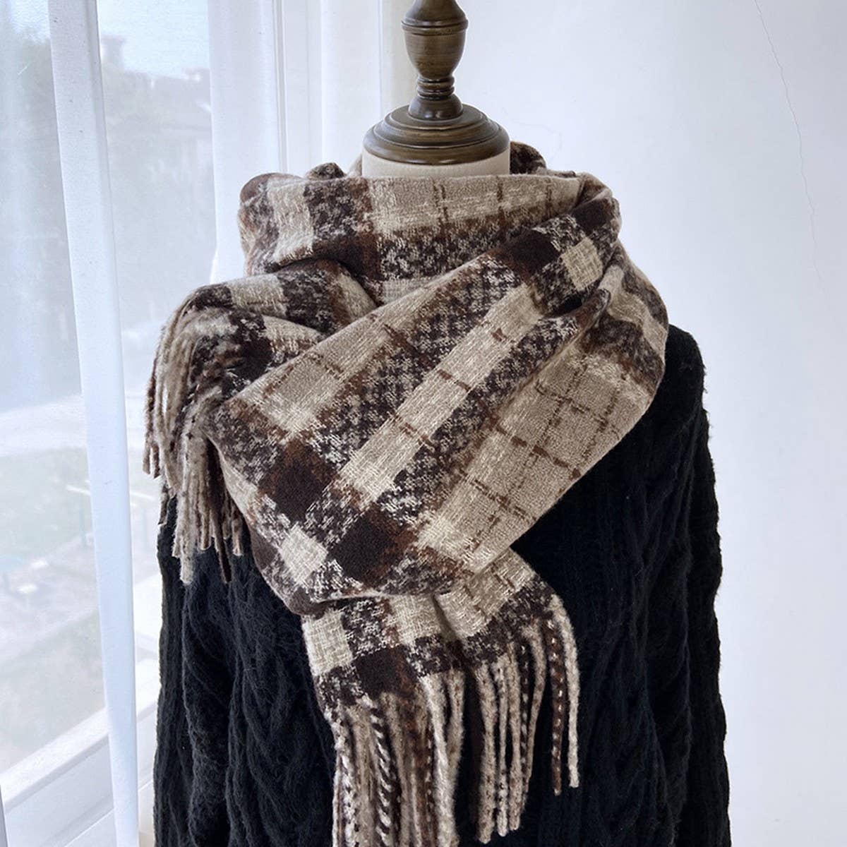 Plaid Tassel Scarf