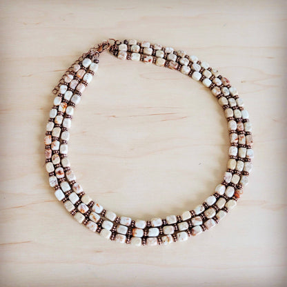 Triple Strand Layered Boho Sandstone Regalite Necklace