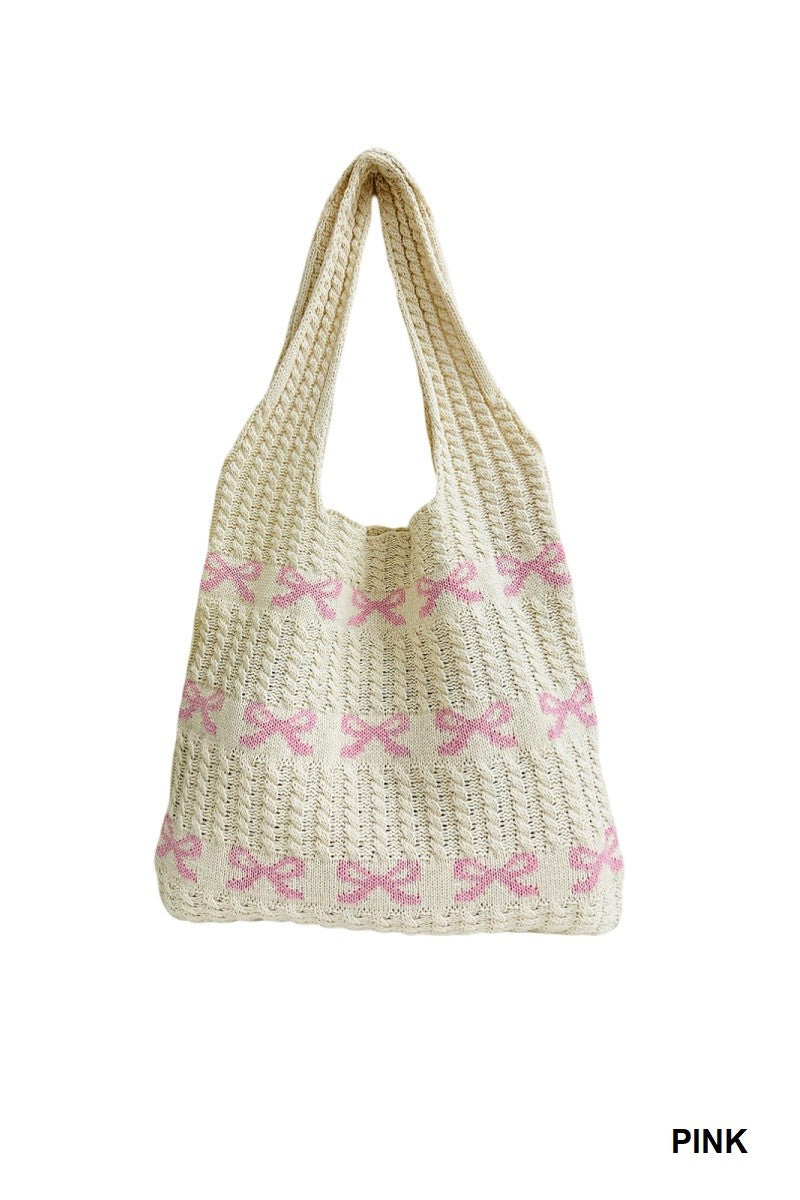 Bow Crochet Tote Bag