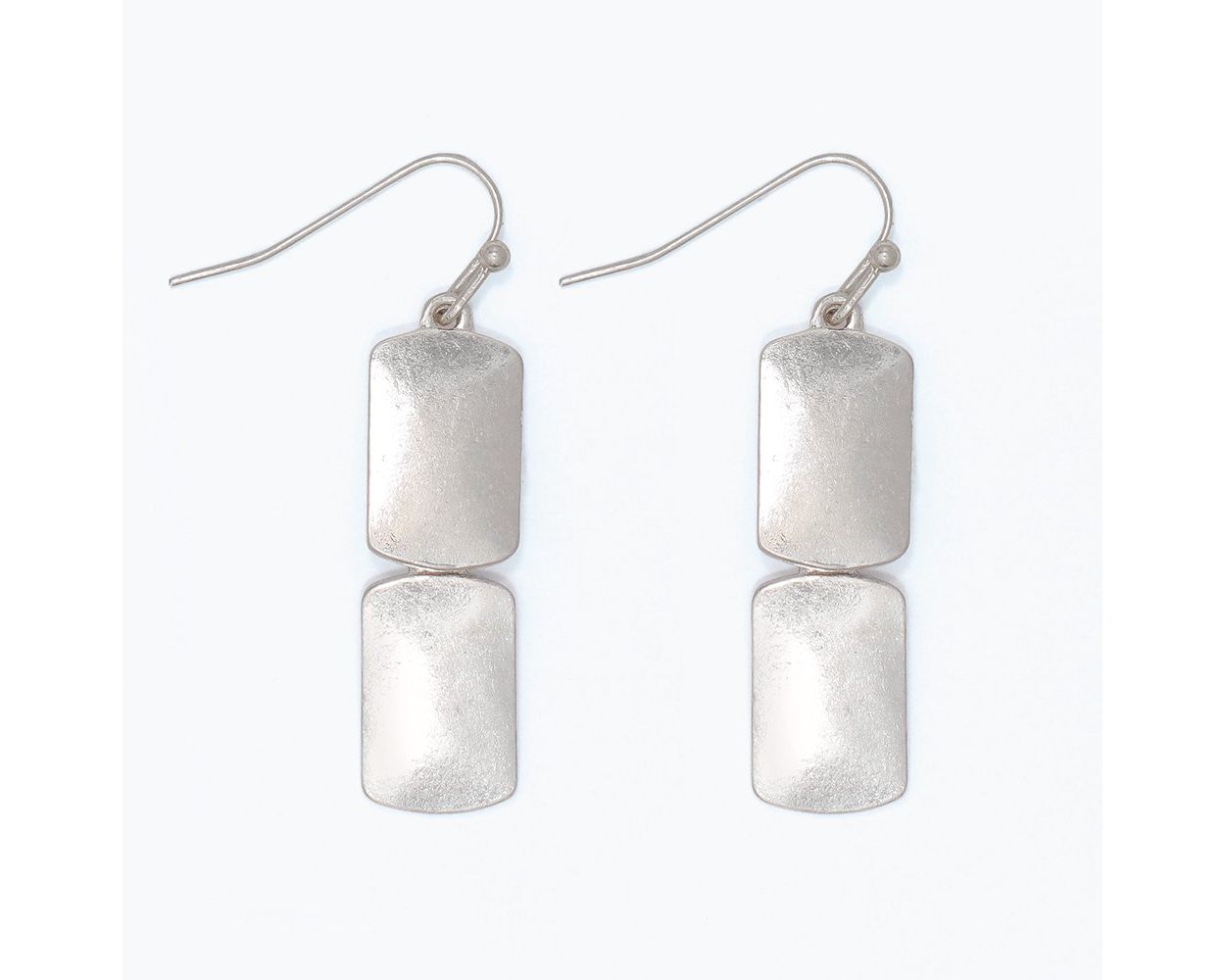 Earrings Burnished Silver Rectangles