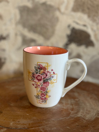 Pink Floral Cross Mug