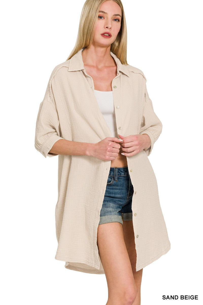 Savanah Gauze Shirt Dress