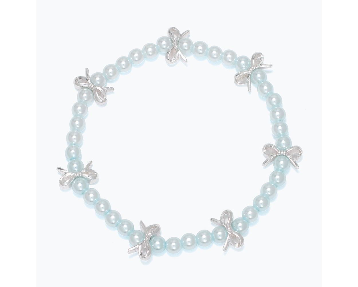 Little Loves blue pearls silver bow bracelet