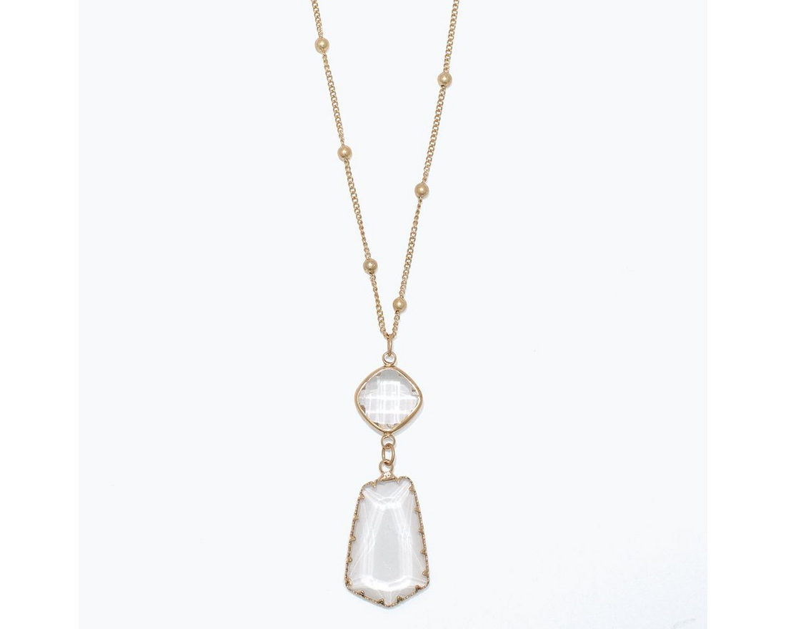Stationed Gold With Crystals Neclace
