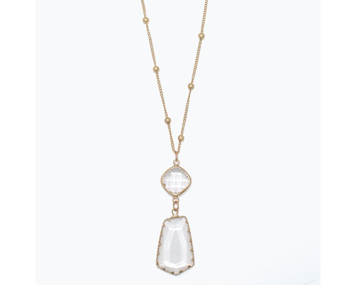 Stationed Gold With Crystals Neclace