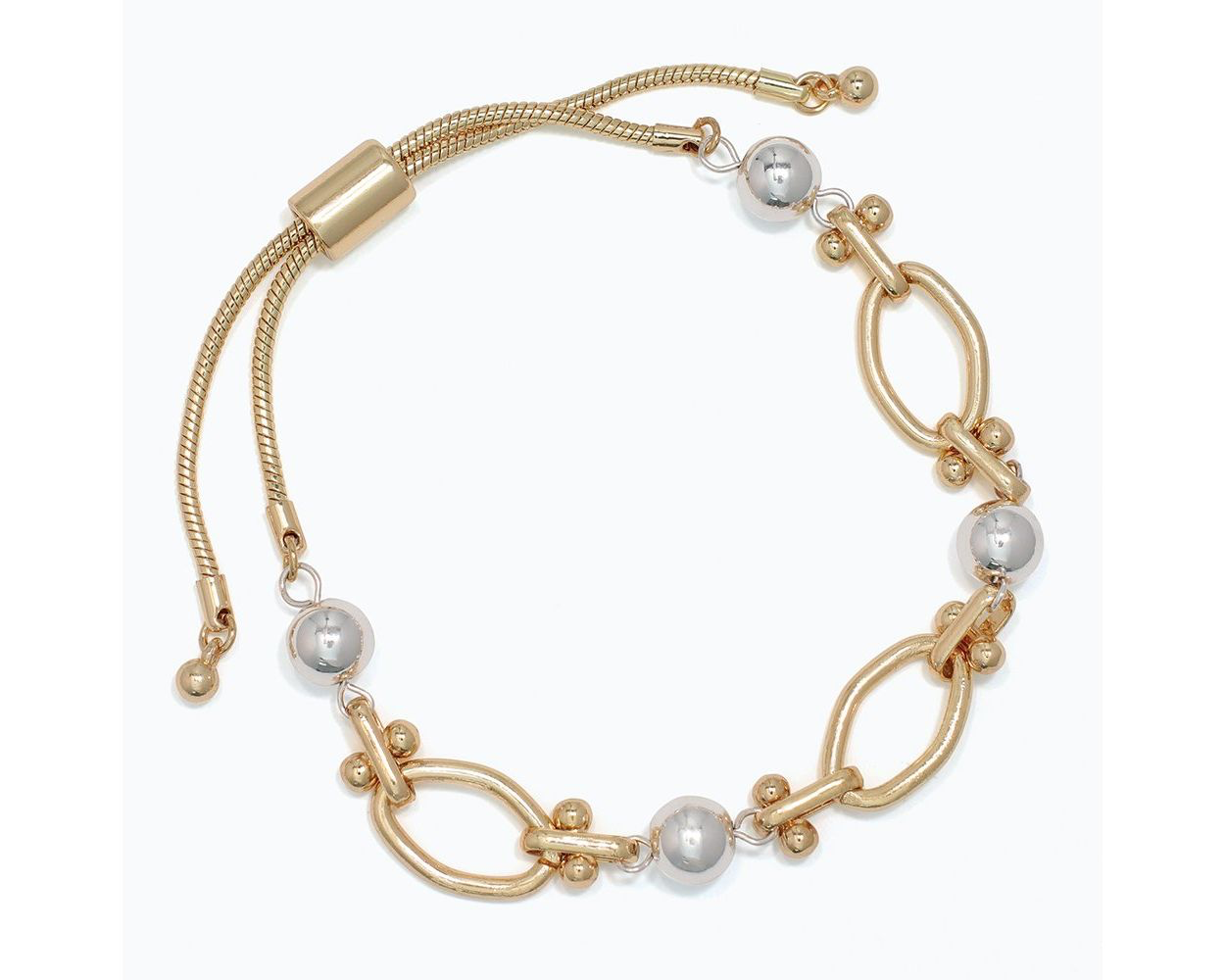Gold Bracelet with Silver Beads