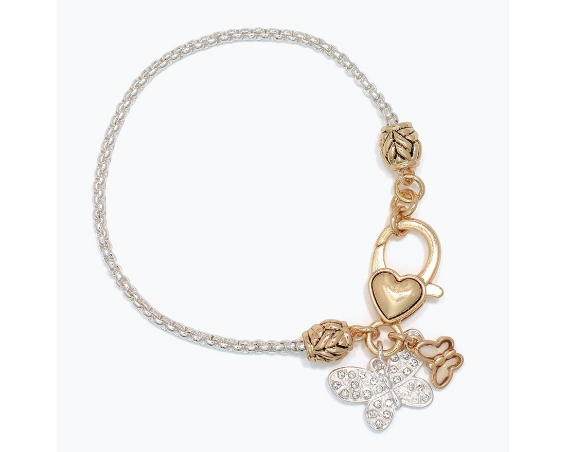 Two tone Chain Bracelet with Butterfly