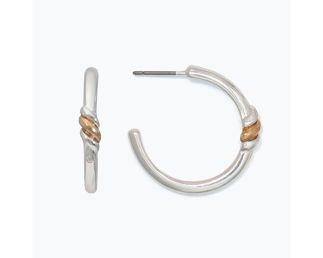 Silver Hoops with Gold Twist Earrings