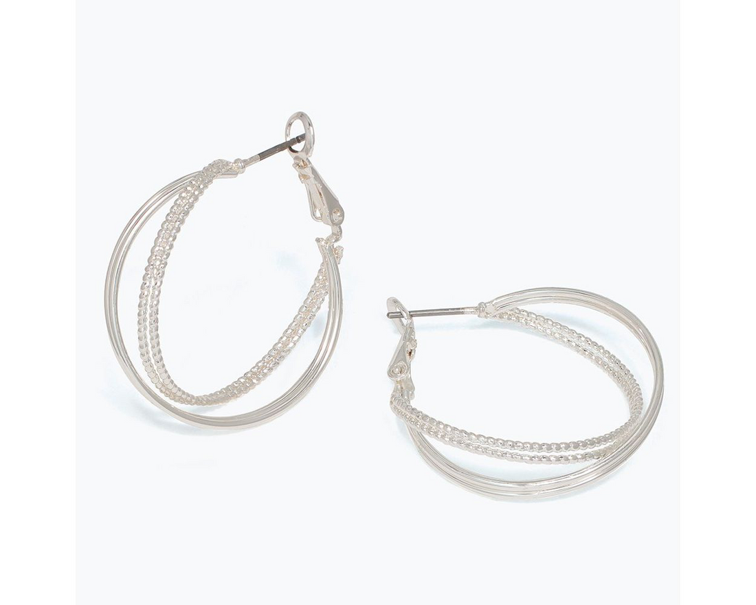 Silver Twist Hoops