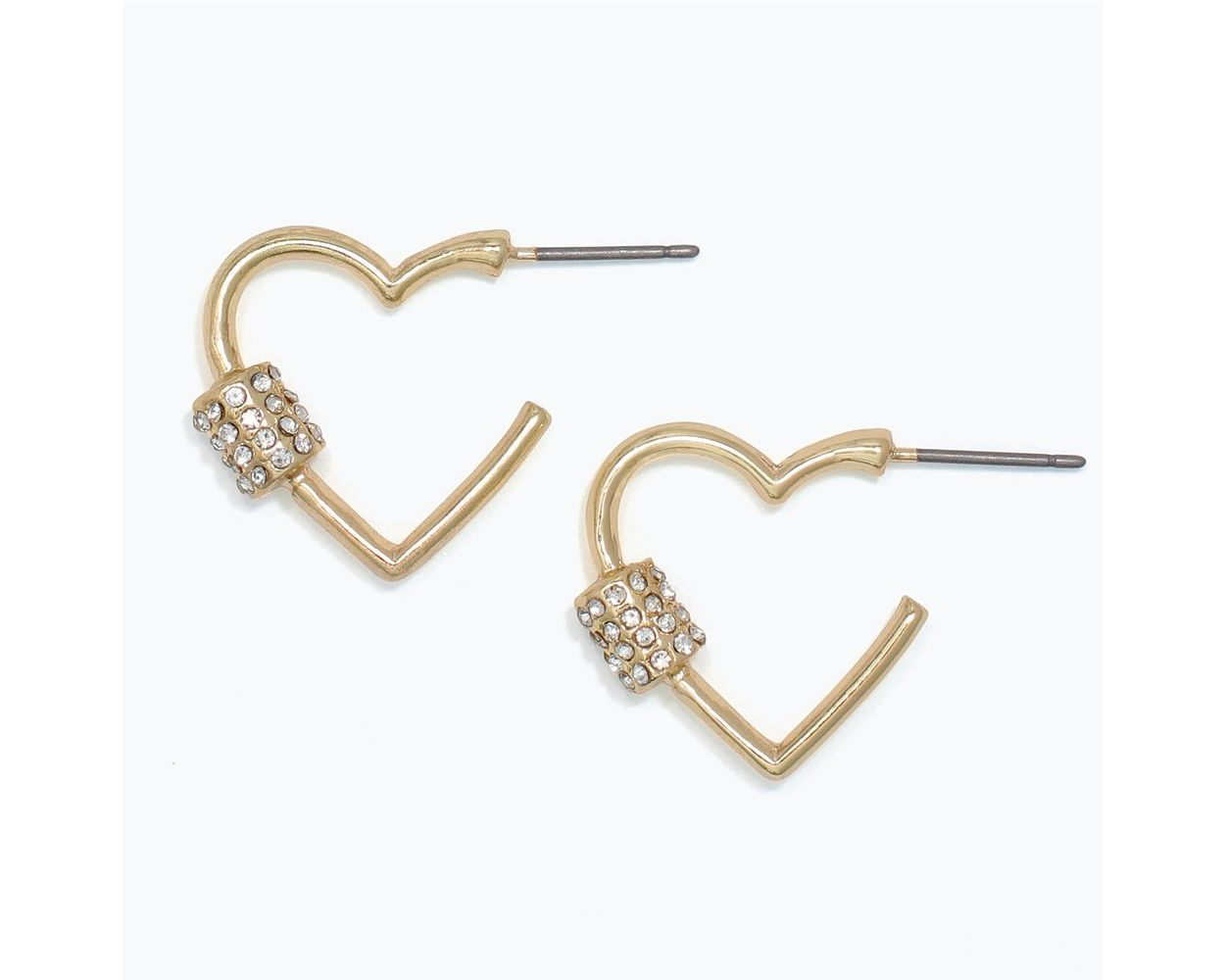 Gold Hearts with Crystals Earrings